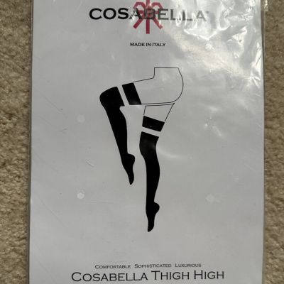 Cosabella Never Say Never Black Thigh High Stockings Size Medium
