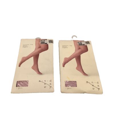 A New Day 1X Target Lot of 2 Control Top Sheer Panyhose Tights Blackberry Cream