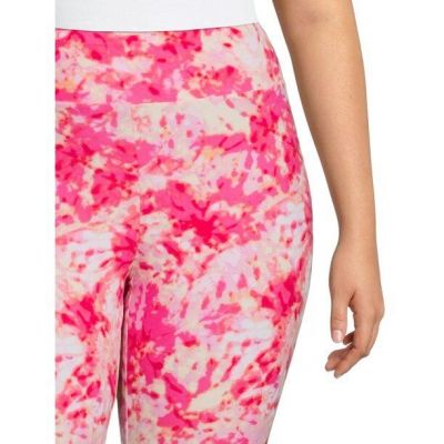 Terra & Sky Women's Pink Tie Dye High Rise Super Soft Sueded Capri Leggings NEW