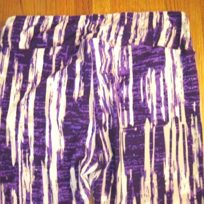 LuLa Roe High Waist Purple/Tan Stripe TC Tall and Curvy Leggings-Tall New