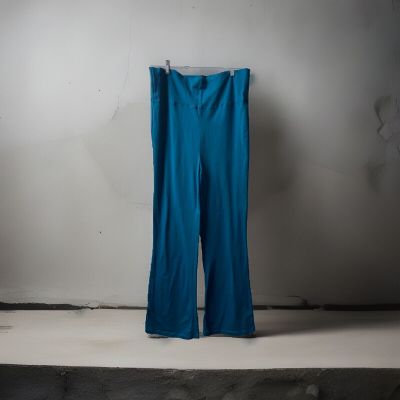Zenana Womens Pull On Yoga Pants Baggy Flair Leg  Womens Plus Size 1X Blue