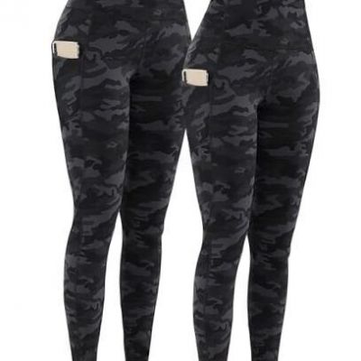 2 Pack High Waist Yoga Pants with Pockets, Tummy Small B&g Camo & B&g Camo