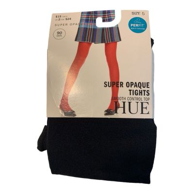 Hue Tights Womens Size 5 Black Super Opaque 90 Den Smooth Control Top