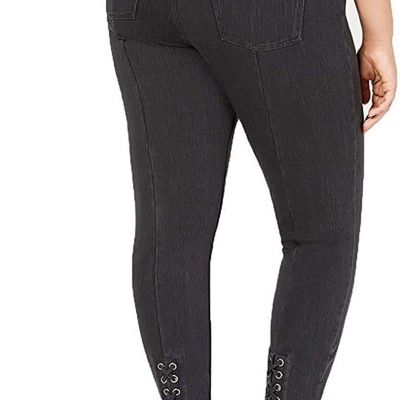 HUE Plus Size Lace-Up Microsuede Skimmer Leggings (Graphite Wash, 2X)