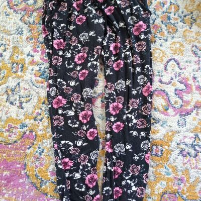 Pink Republic Leggings Black And White Pink Flowers Size 10