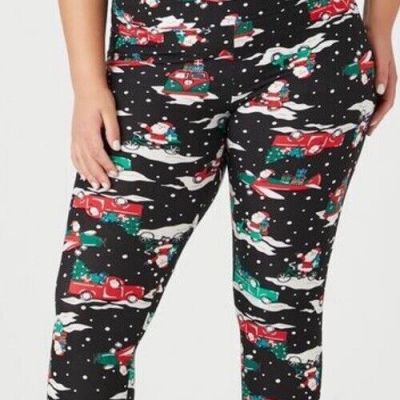 Derek Heart Womens Christmas Holiday Santa Vintage Car VW Leggings Plus Size 3X