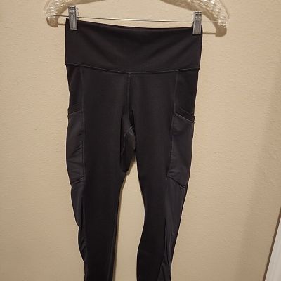 Womens Fabletics Small Capri Leggings Grey Pockets