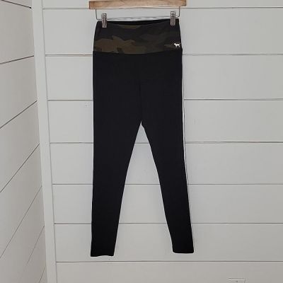 PINK Yoga Victoria's Secret small leggings with camouflage band black & brown