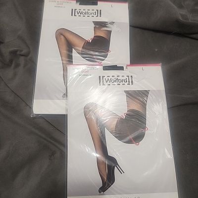 Lot Of 2 Wolford Individual 10 Control Top Black(Brand New) size L