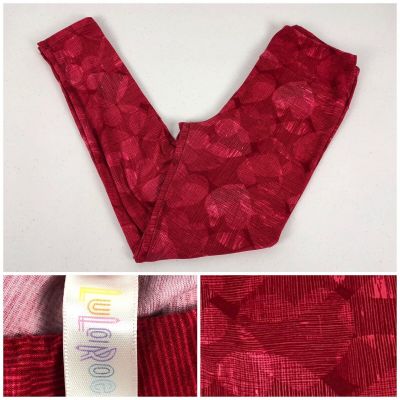 Lularoe OS Leggings Hearts Love All Over Print Valentines EUC