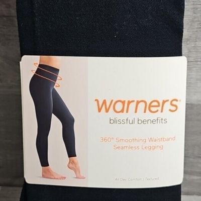 Blissful Benefits Warners No Muffin Top Seamless Leggings XS Black Textured