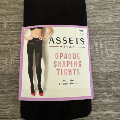 Spanx Assets Black Opaque Shaping Tights Built-In Shaper Size 1