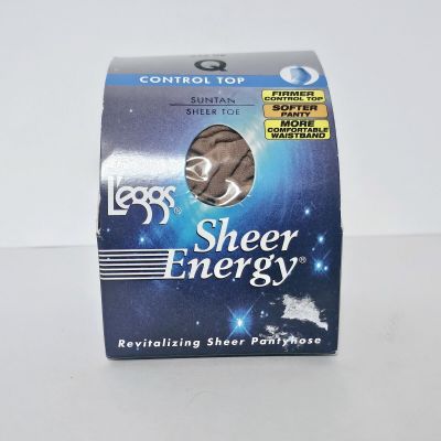 Vtg 2002 L'eggs Sheer Energy Control Top Pantyhose Size Q Suntan Sheer Toe Queen