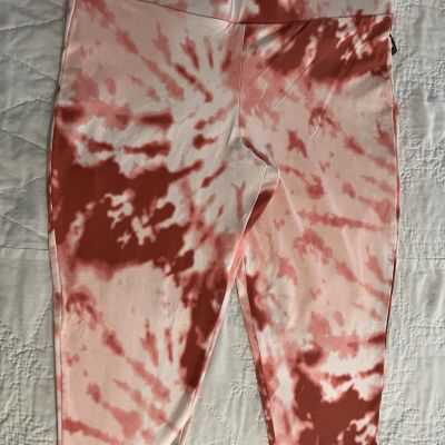 Torrid Size 3 Capri Leggings Pink Tie Dye Stretch Plus Size Pants Size 3X ;22-24