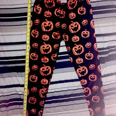 New T Stars Womens Black Jack O Lantern Halloween Leggings Size Medium