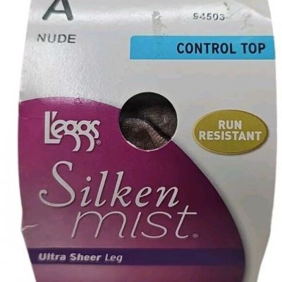 L'eggs Silken Mist Control Top Ultra Sheer Leg Run Resistant NUDE Size A 94503