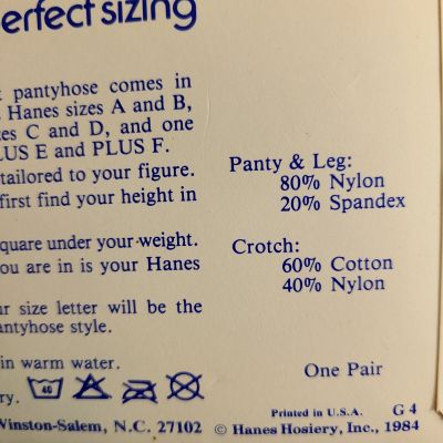 Vintage 1984 Hanes too! Pantyhose in Size A - B Barely There Style 156 NWT