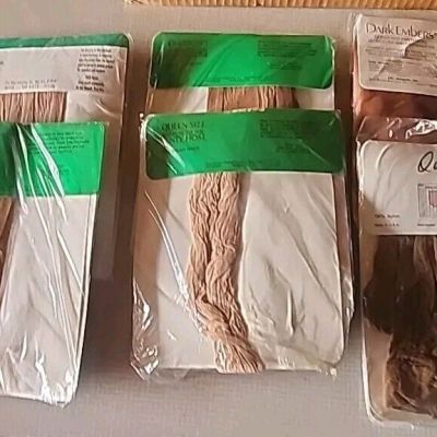 Lot of 6 packs Vintage Queen Size Panty hose. SEE Pics For Size Charts And Color