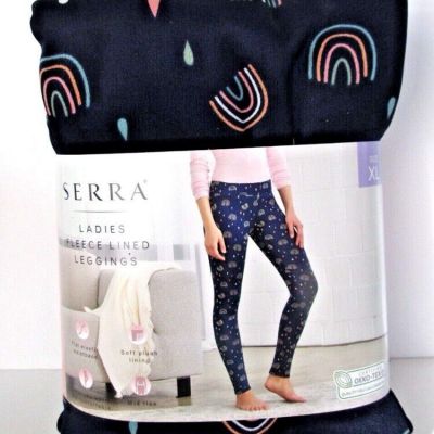 Serra Leggings Womens XL 16-18 Navy Rainbow Print Fleece Lined High Waist