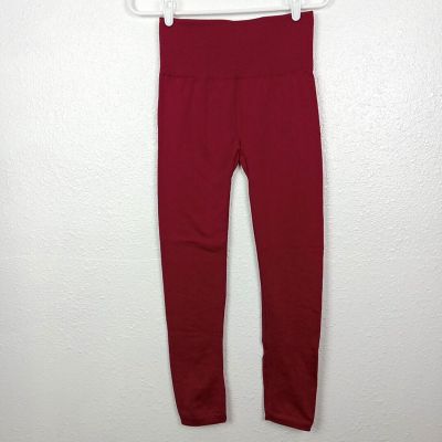 Leggings Fleece Lined Women's XS/S? (No Tag) Burgundy High Waist 26x25 Ankle