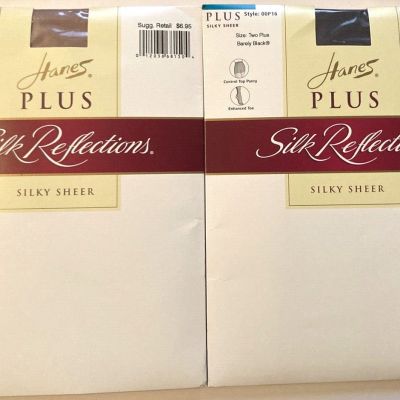 Hanes PLUS Silk Reflections Silky Sheer. 2 Pair, Different Colors Size Two Plus.