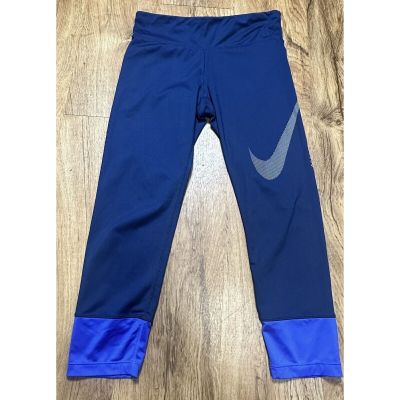 Nike Women’s Blue Capri Dri-Fit Gym Workout Leggings Logo Swoosh Size Medium