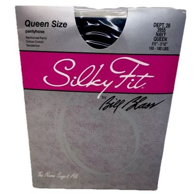 Silky Fit Queen Size Pantyhose Navy Bill Blass New In Pack