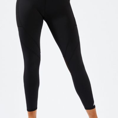 adidas Women's Believe This Rib Mix 7/8 Tight XS Black Pant Logo