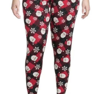 Feeling Festive Women's Plus Christmas Holiday Legging Red Plaid Sz 4X 28W-30W