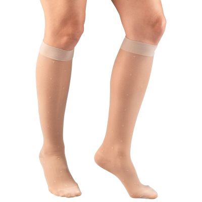 Truform Women's Stockings Knee High Sheer Dot Pattern: 15-20 mmHg XL NUDE