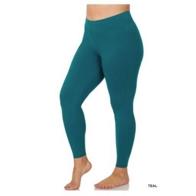 Womens PLUS Size ZENANA Full Ankle Length Leggings Cotton Stretch Pants Yoga