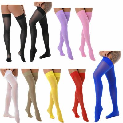 Womens Oil Shiny Stockings Ultra Thin Over The Knee Smooth Thigh High Long Socks