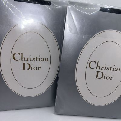 Christian Dior Stockings Hosery Women’s Sz L Black Sheer Set Of 2