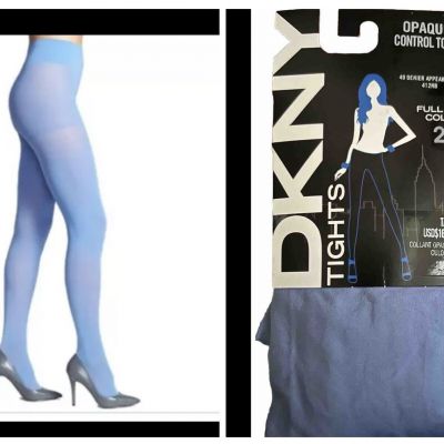 DKNY Opaque Coverage Control Top Tights UNC Carolina Blue Woman size TALL GRANDE