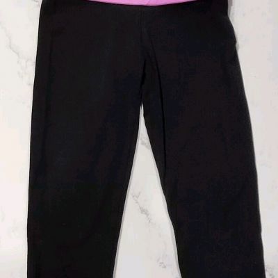 Victoria's Secret PINK FoldOver Black Yoga Cropped Leggings Sequins Extra Small