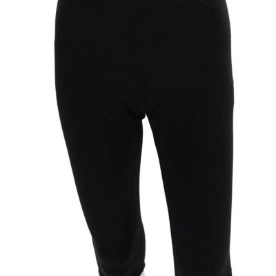 Alo Yoga Womens Mid Rise Pull On Cropped Athletic Leggings Black Size Medium