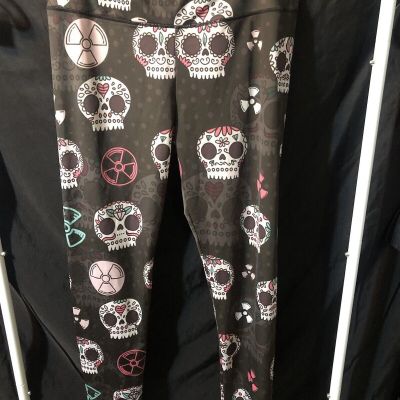 Skull Leggings Plus Size 2XL -Skull Prints Black