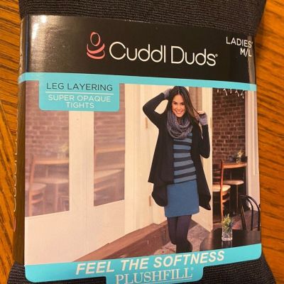 CUDDL DUDS Black Leg Layering Super Opaque Tights Pantyhose Plushfill Size M / L