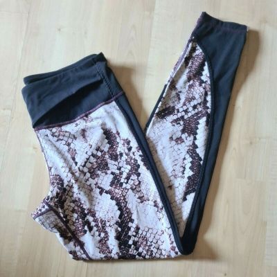 MANDUKA Wrap Up Yoga Leggings Snake Print Gym Workout Women’s Size Medium Black