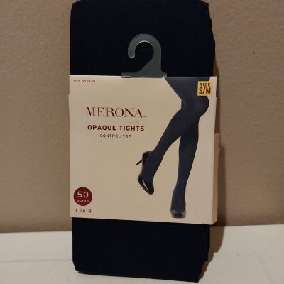 Merona Opaque Tights Control Top S/M Xavier Navy 1 Pair Brand New