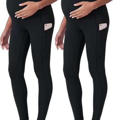 Women'S Maternity Workout Leggings over the Belly Pregnancy Yoga Pants with Pock