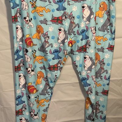 Disney Park Pull on pants leggings Womens 2X Blue Dogs Lady Stitch Tramp Pluto