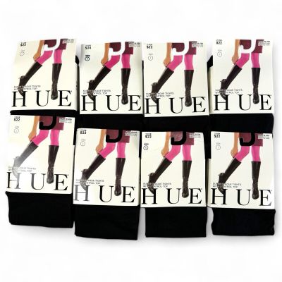 HUE Super Opaque Tights with Control Top Womens Size 1 Solid Black 8 Pairs New