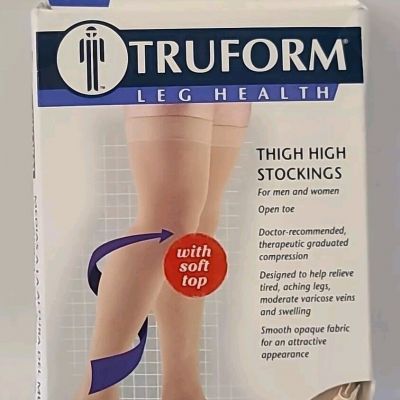 Truform Stockings THIGH HIGH• Open Toe •LARGE  Soft Top 20-30 mmHg BEIGE #0866-L