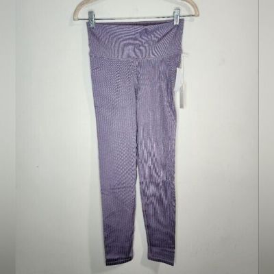 Good American Legging Women S/M Dusty Violet Wide Rib Shine Clean Seamless NEW