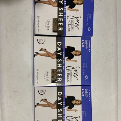 3 Boxes (6 Pair) JMS By Hanes Control Top 4X Nude