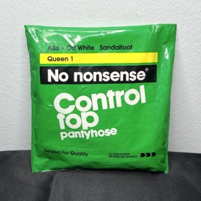 Vtg No Nonsense Control Top Pantyhose #A46 Sandalfoot 1990 Off White, Sz Queen 1