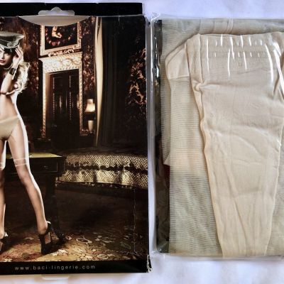 BACI LINGERIE Cream/Off-White Vintage Style Jacquard Stockings NWT -One Size