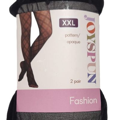 Joyspun Women High Waist Dot and Opaque Sheer Tights 2-Pack - Sizes XXXL