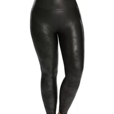 SPANX Faux Leather Shiny Moto Leggings Black Slimming Sz 2XL